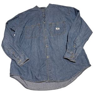 Calvin Klein CK Vintage Blue Denim Long Sleeve Button Up Shirt Medium
